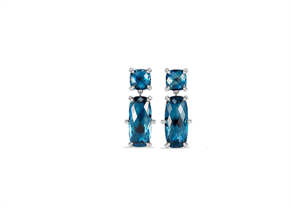 Rhodium Plated CZ Square Sapphire Dangle Earring